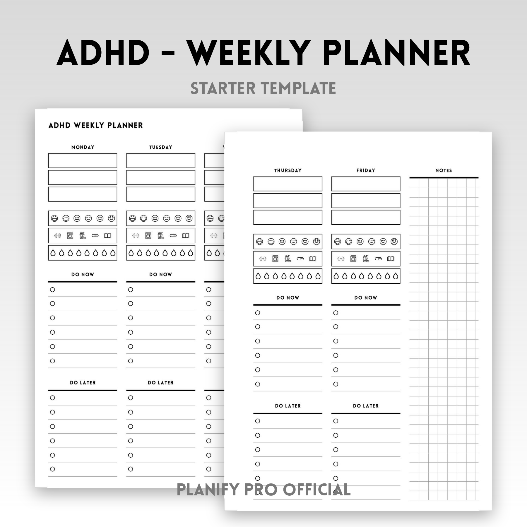 ADHD Planner Starter Templates Planify Pro